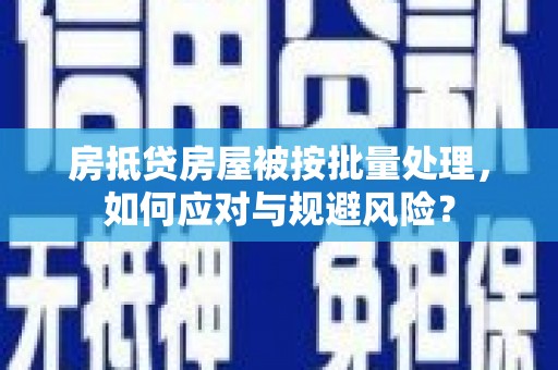 二水房抵贷房屋被按批量处理，如何应对与规避风险？