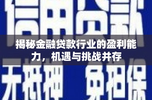全椒揭秘金融贷款行业的盈利能力，机遇与挑战并存