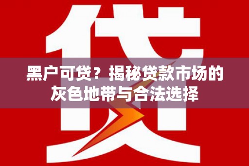 全椒黑户可贷？揭秘贷款市场的灰色地带与合法选择