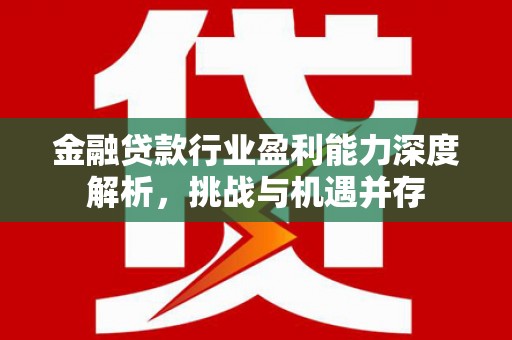 虹口金融贷款行业盈利能力深度解析，挑战与机遇并存