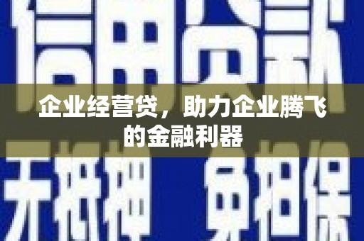 宜川企业经营贷，助力企业腾飞的金融利器