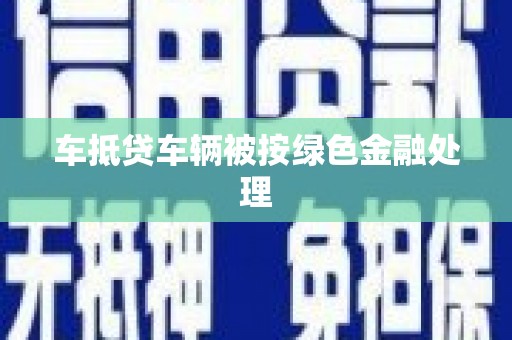 盐湖车抵贷车辆被按绿色金融处理