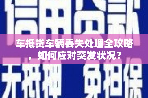 芒康车抵贷车辆丢失处理全攻略，如何应对突发状况？