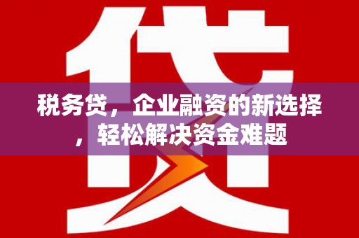 垫江税务贷，企业融资的新选择，轻松解决资金难题