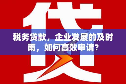 宿城税务贷款，企业发展的及时雨，如何高效申请？