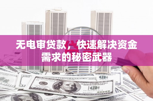 贵阳无电审贷款，快速解决资金需求的秘密武器