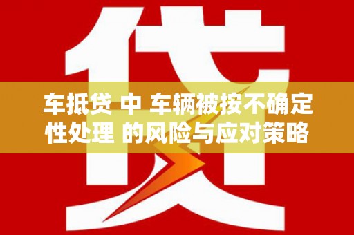 赞皇车抵贷 中 车辆被按不确定性处理 的风险与应对策略