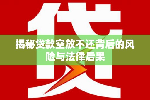 沛县揭秘贷款空放不还背后的风险与法律后果