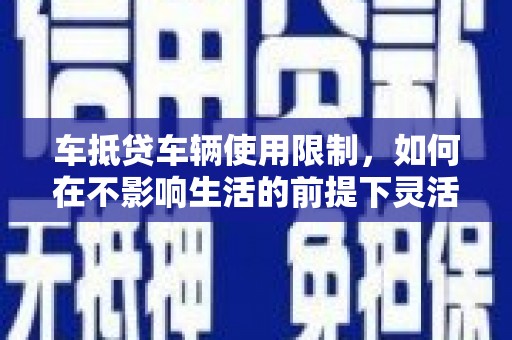 大树车抵贷车辆使用限制，如何在不影响生活的前提下灵活贷款？