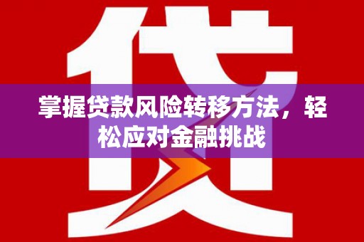 敦化掌握贷款风险转移方法，轻松应对金融挑战