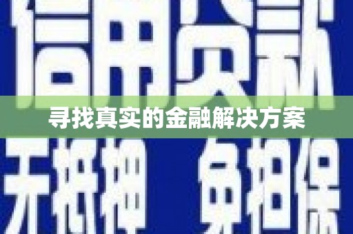 康定寻找真实的金融解决方案